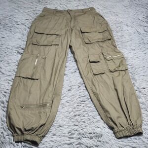 Rachel‎ Paige Pants Womens XS Olive Green Cargo Joggers Parachute Zip Pockets